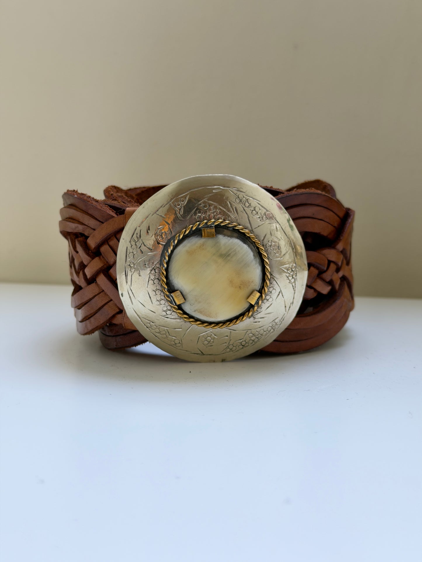 Cinturón tejido camel