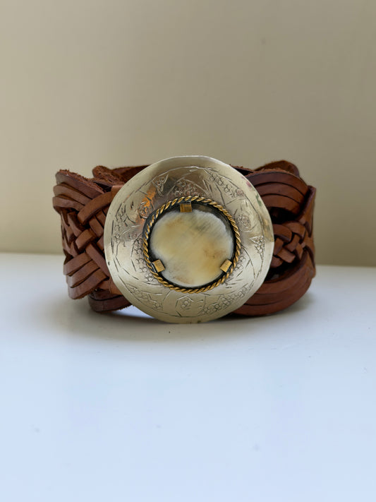 Cinturón tejido camel