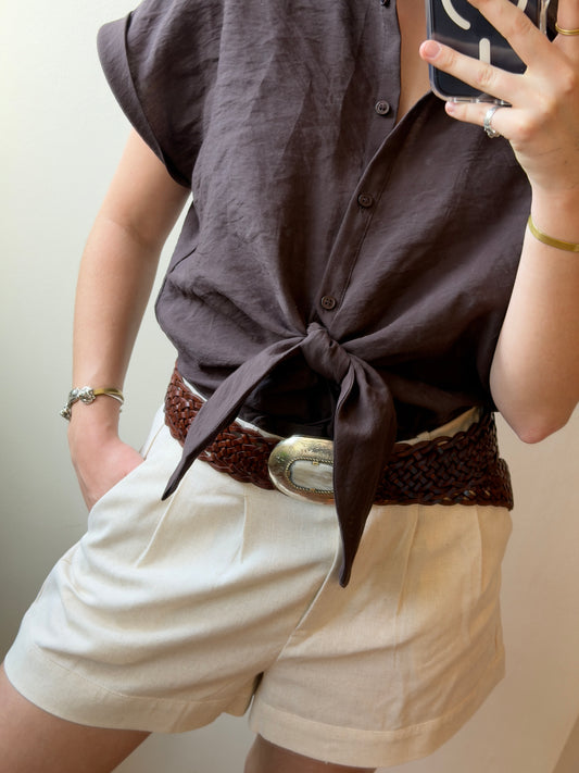 Cinturón tejido café chocolate